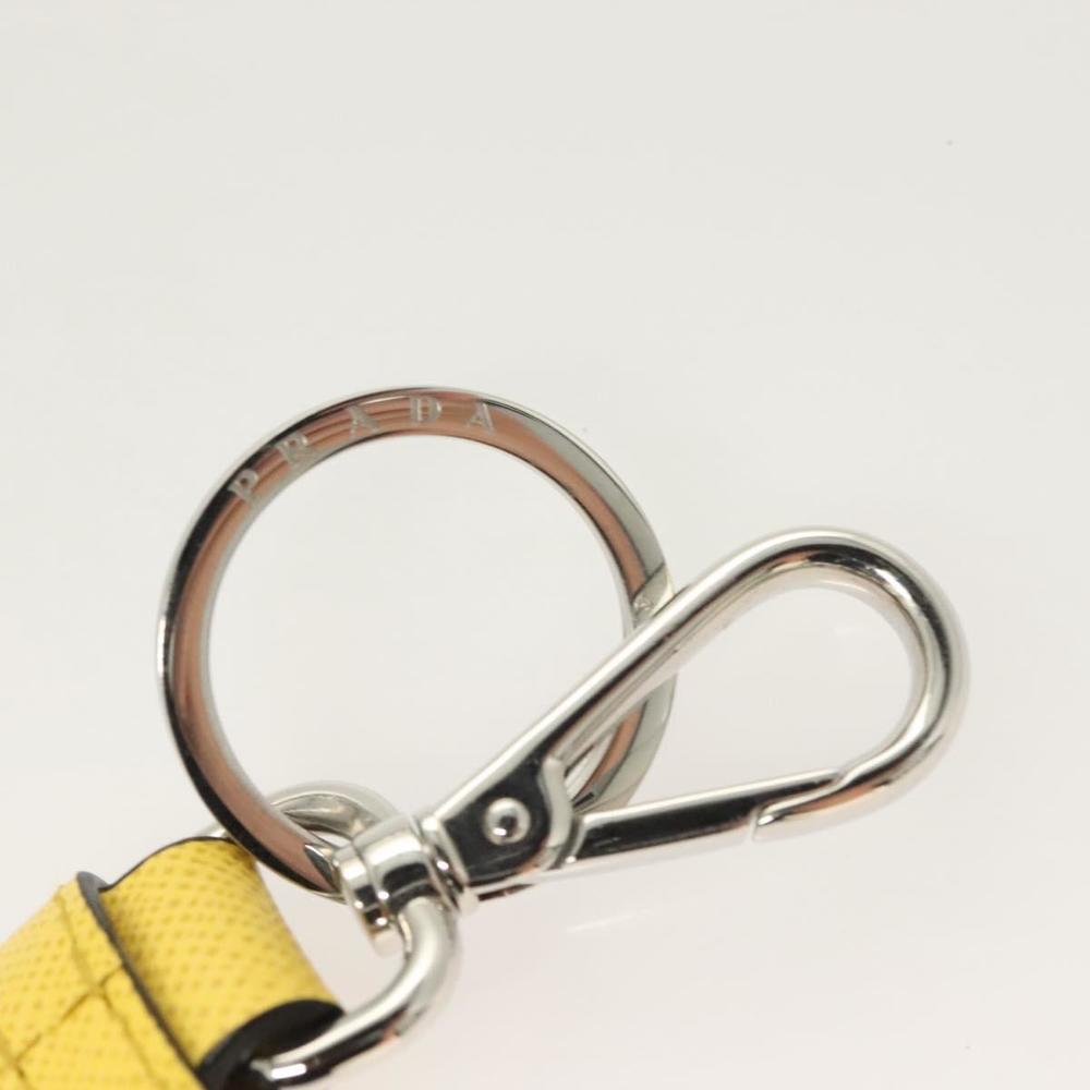 PRADA Key Holder Leather Yellow Auth 127891M - Picture 6 of 7
